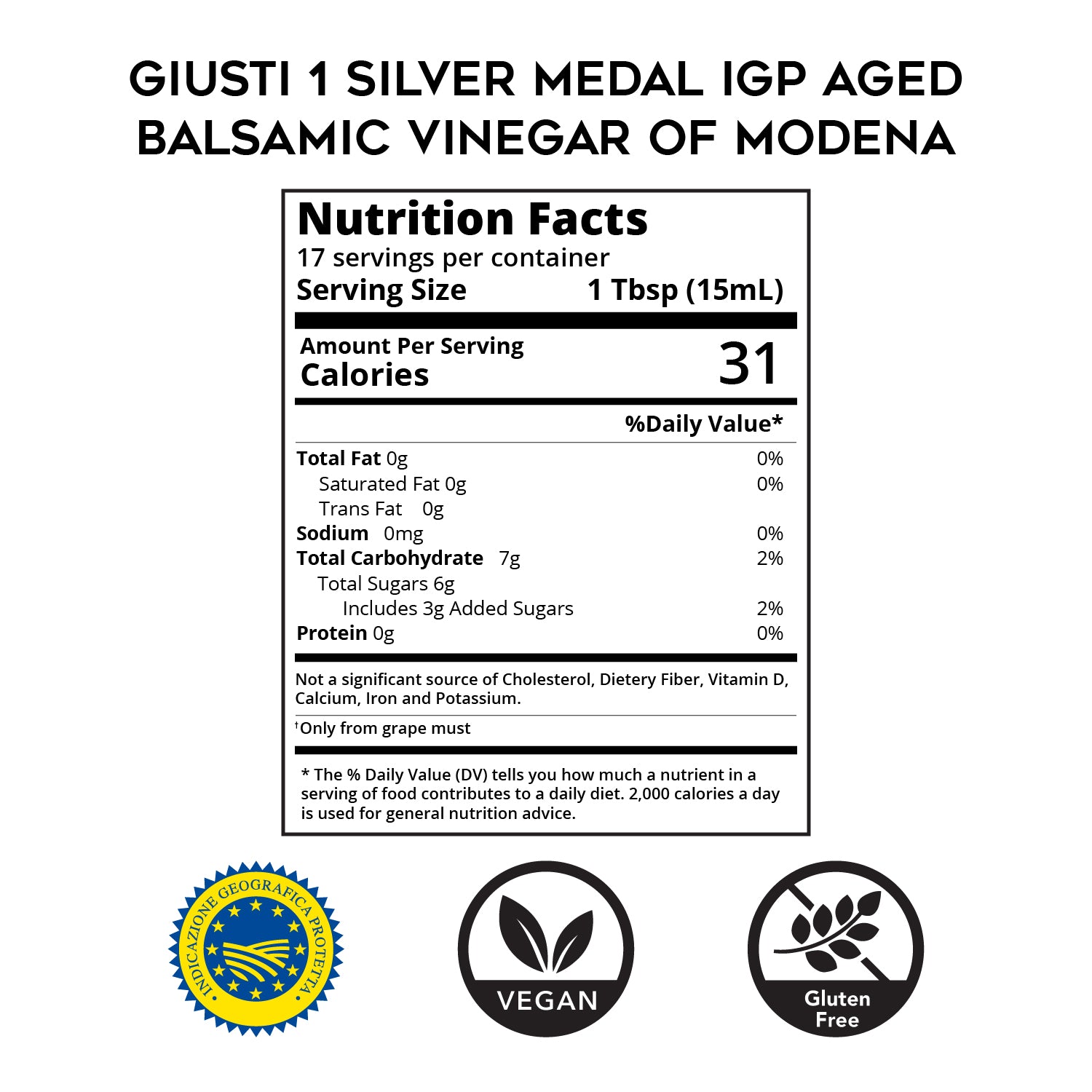 Aged (6yr) Balsamic Vinegar of Modena - IGP - 1 Silver Medal- by Giusti