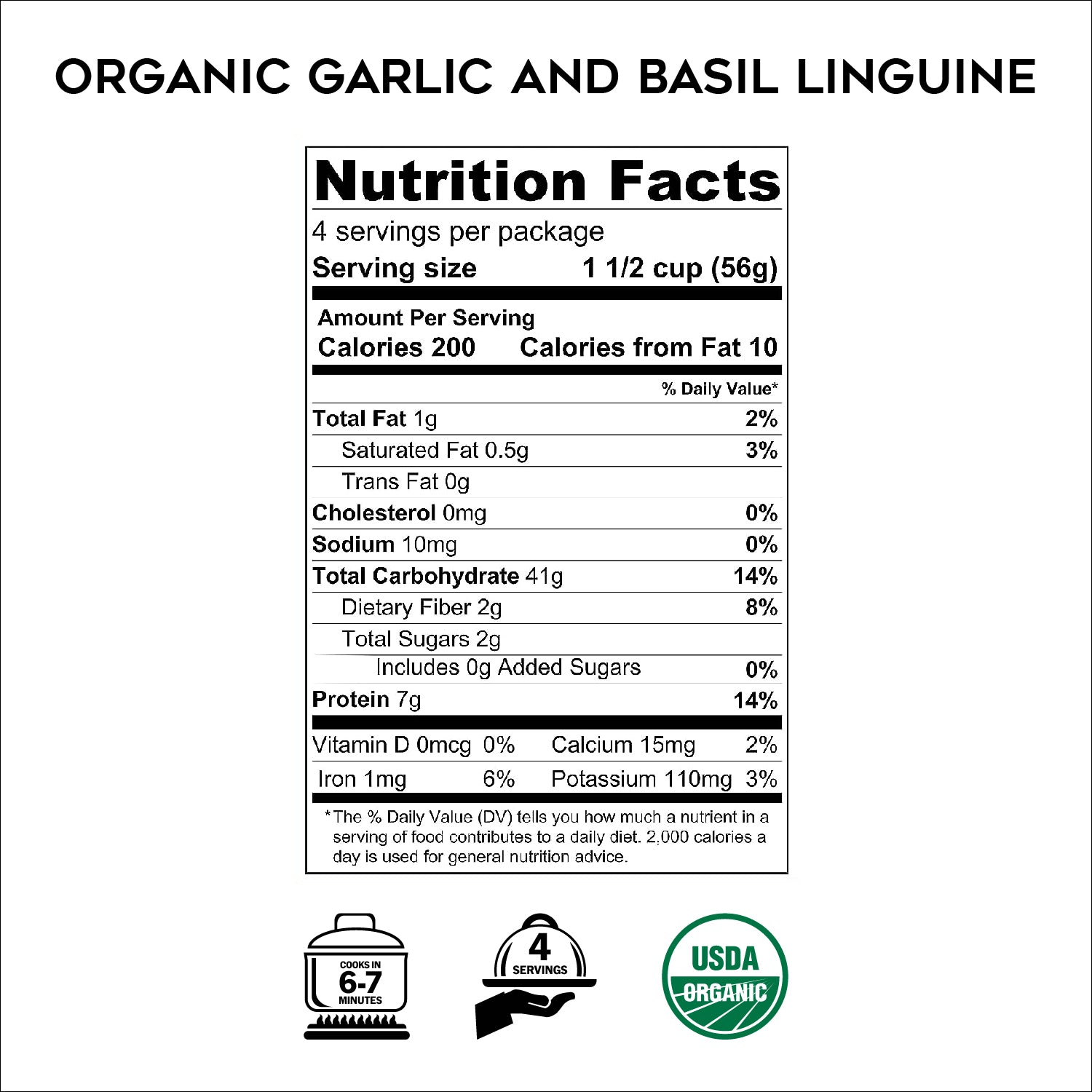 Organic garlic and basil linguine