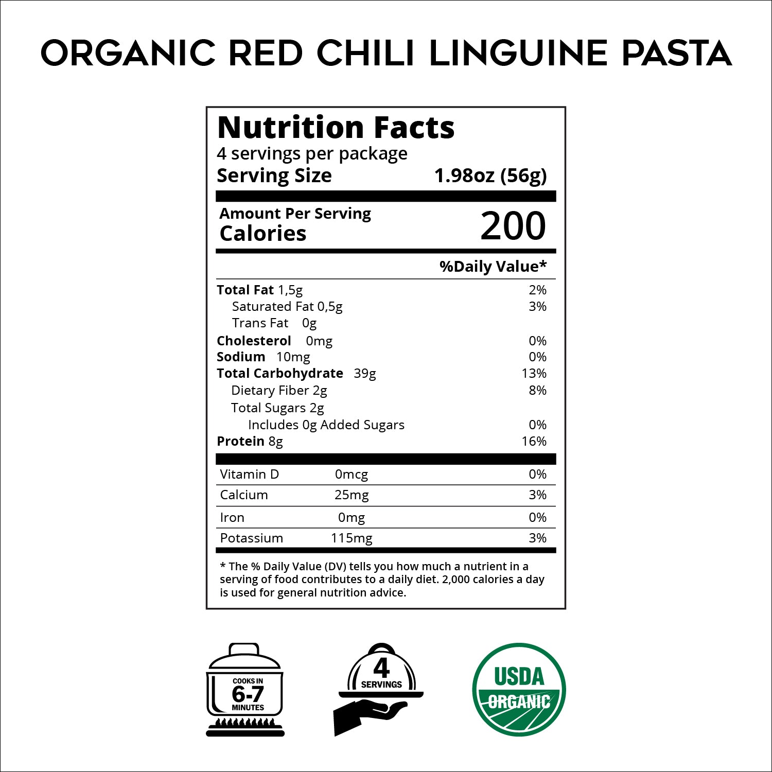 Organic red chili linguine pasta