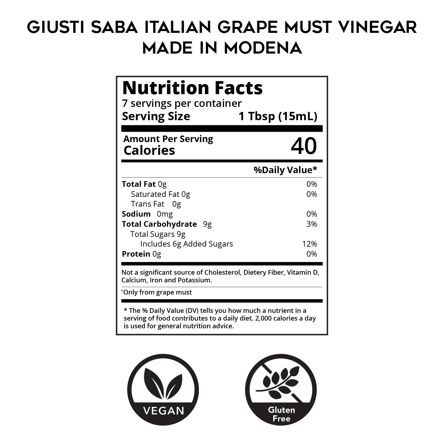 Saba (Italian Grape Must Vinegar) Made in Modena by Giusti