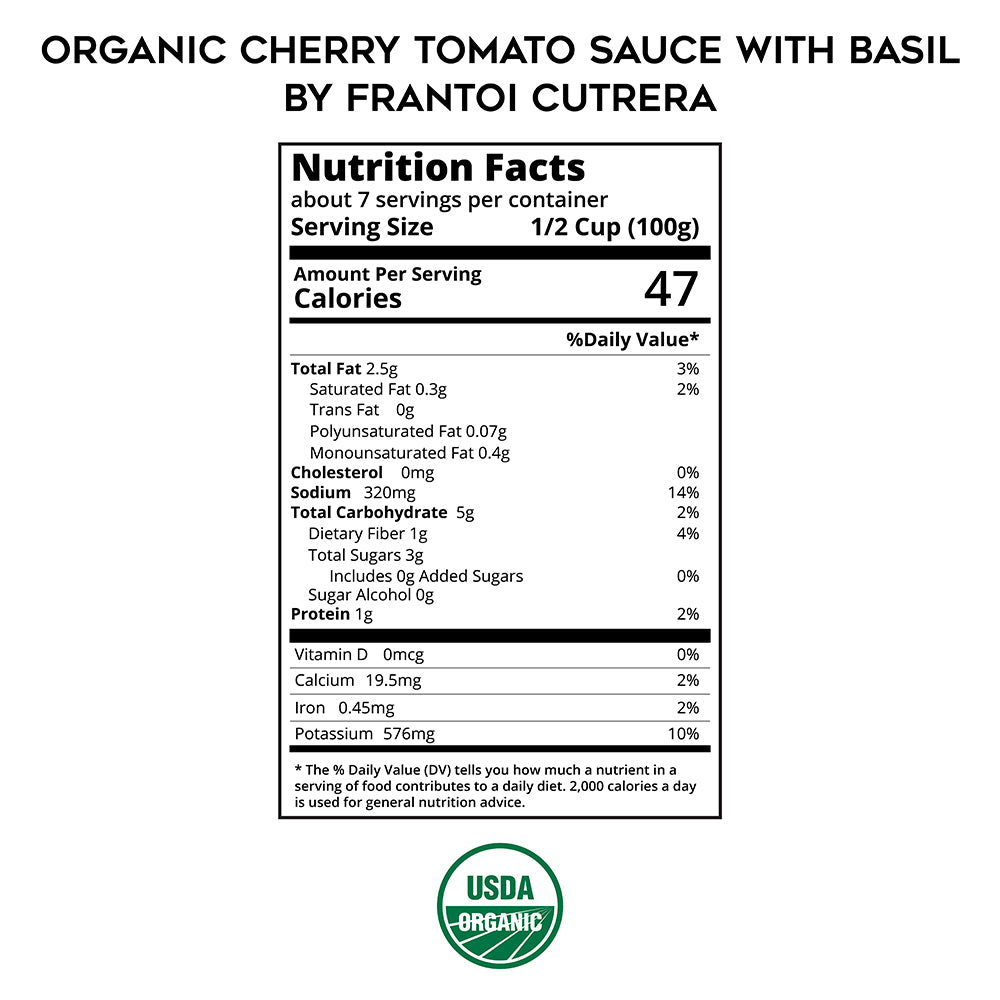 Organic Cherry Tomato Sauce with Basil by Frantoi Cutrera