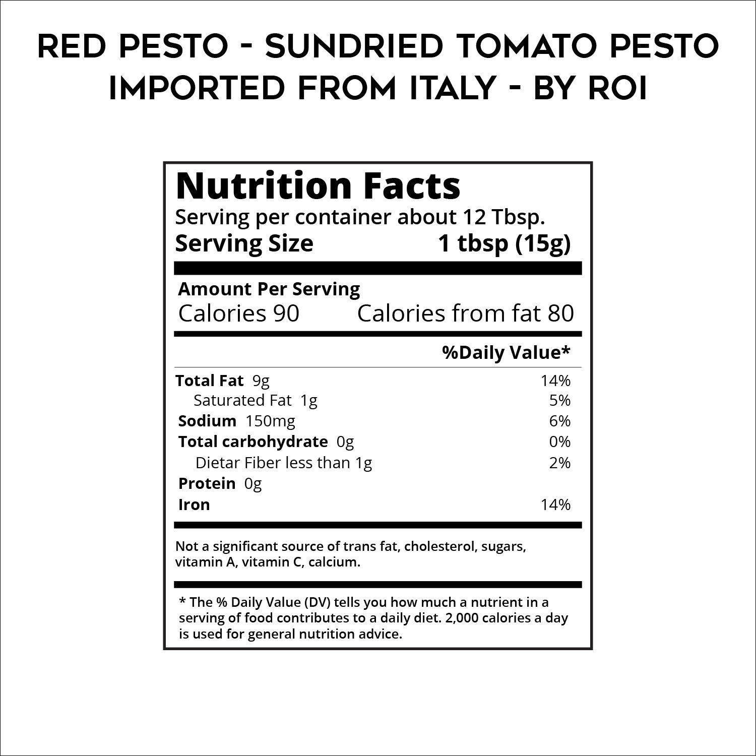 Red Pesto - Sundried Tomato Pesto - Imported from Italy - by ROI