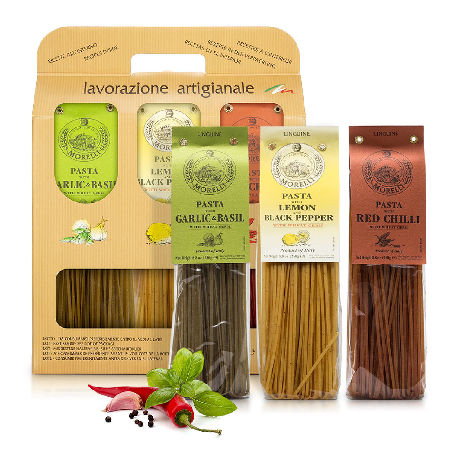 Morelli Tri Colored Linguine Pasta
