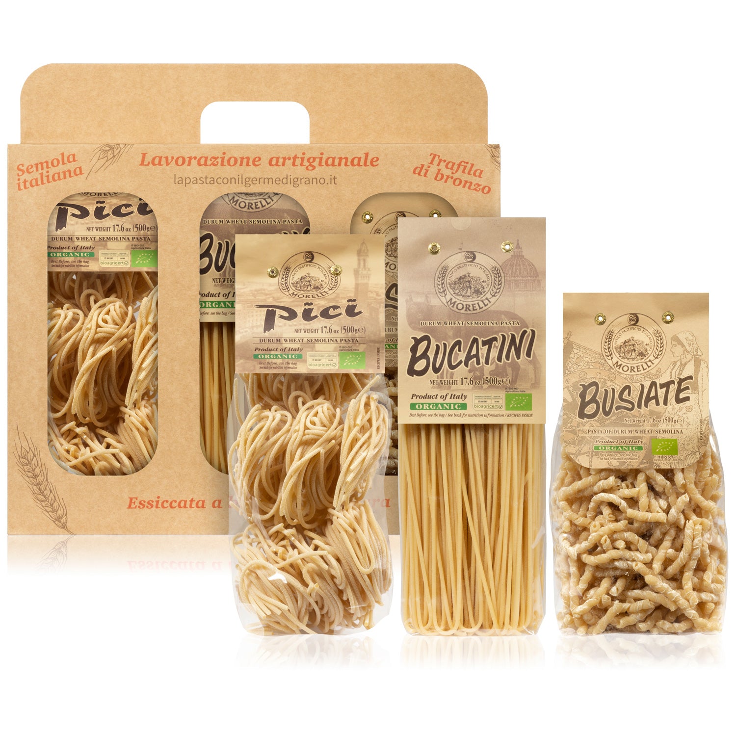 Organic Busiate, Pici, & Bucatini Pasta set