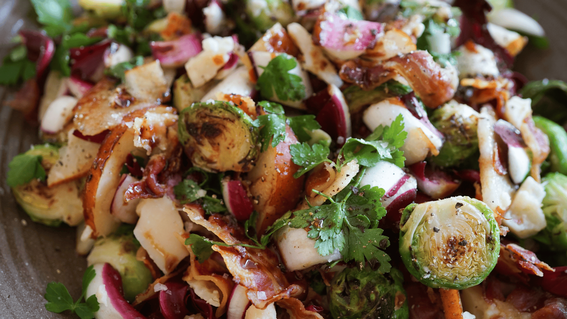 Winter salad with Brussels sprouts, pancetta, and balsamic vinegar by Giuseppe Giusti