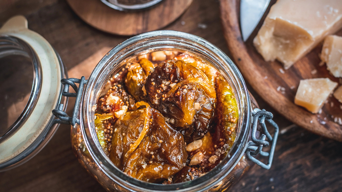 Balsamic-Caramelized Figs with Candied Lemon and Walnuts
