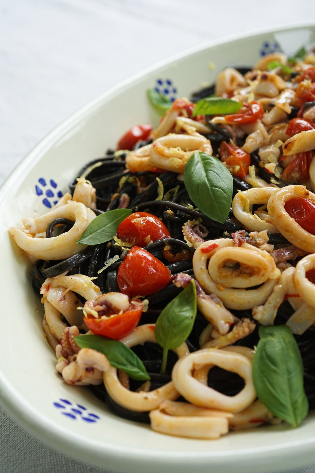 Squid Ink Pasta with Calamari