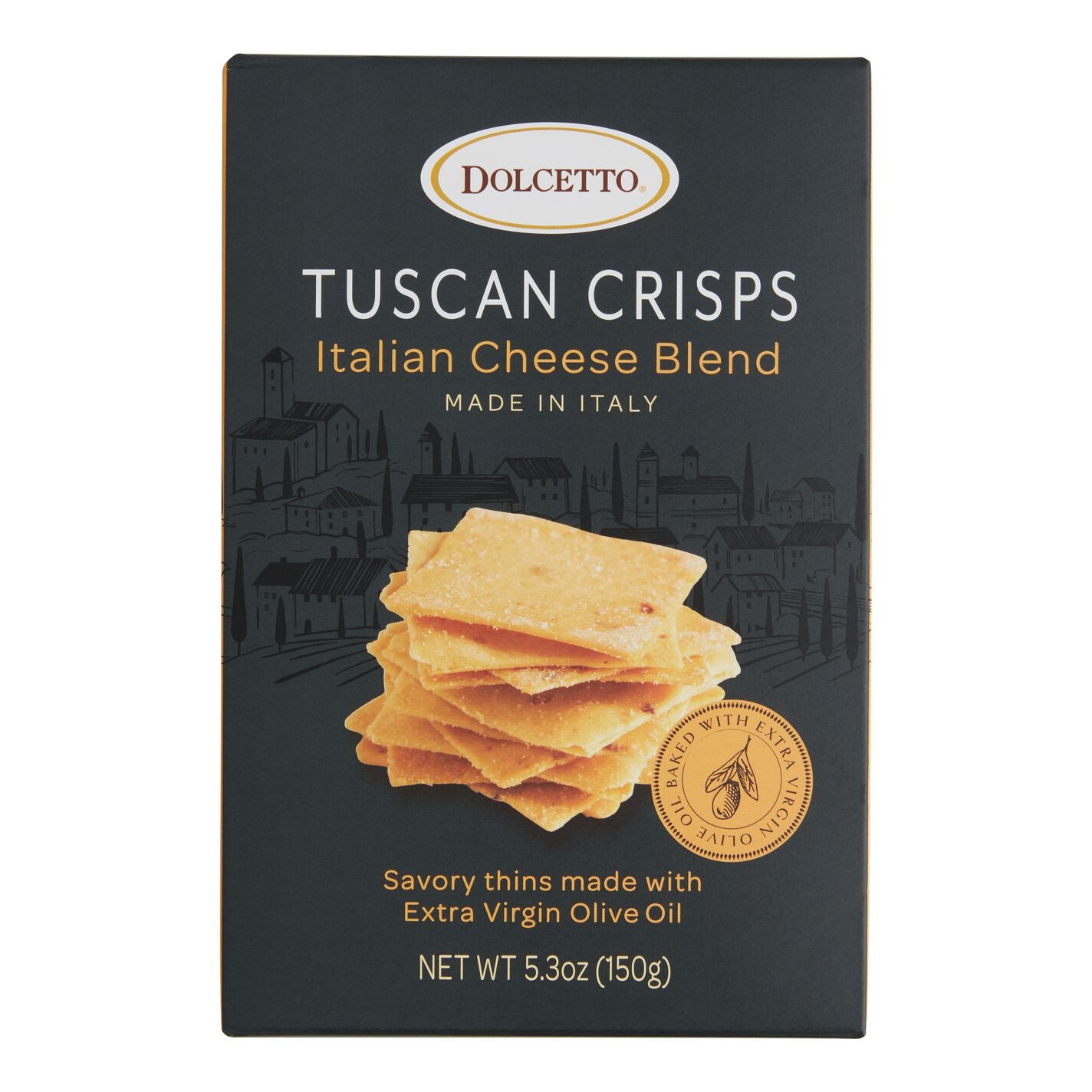 Tuscan Crisps, Italian Crackers, Italian Cheese Blend - By Dolcetto
