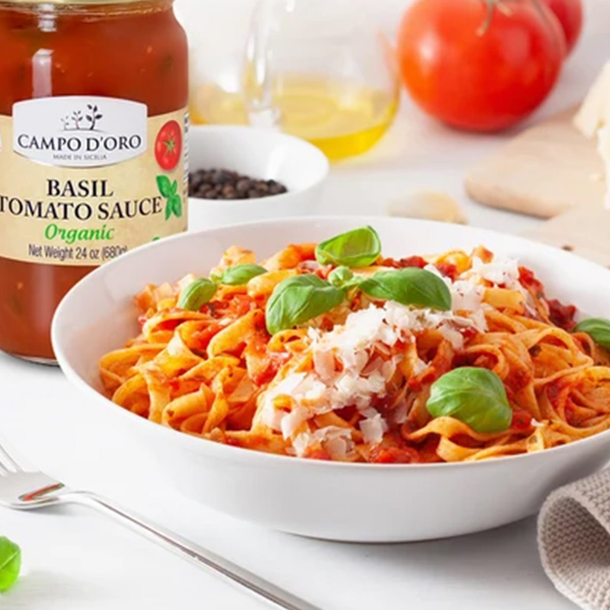 Basil Tomato Sauce, Fresh Basil Italian Pasta Sauce - By Campo d'Oro