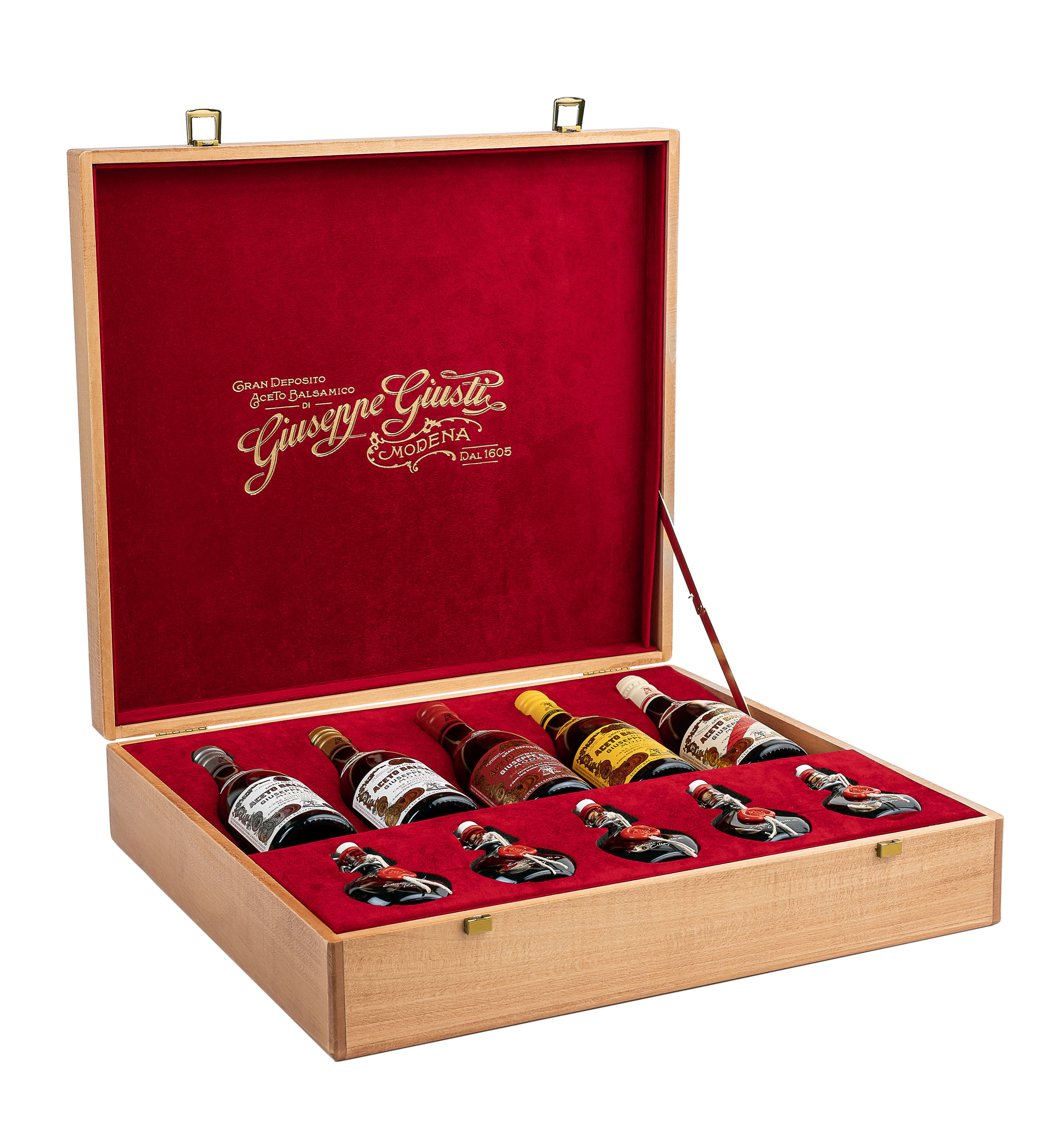 Scrigno Historical Balsamic Vinegar Collection with Wooden Box by Giusti
