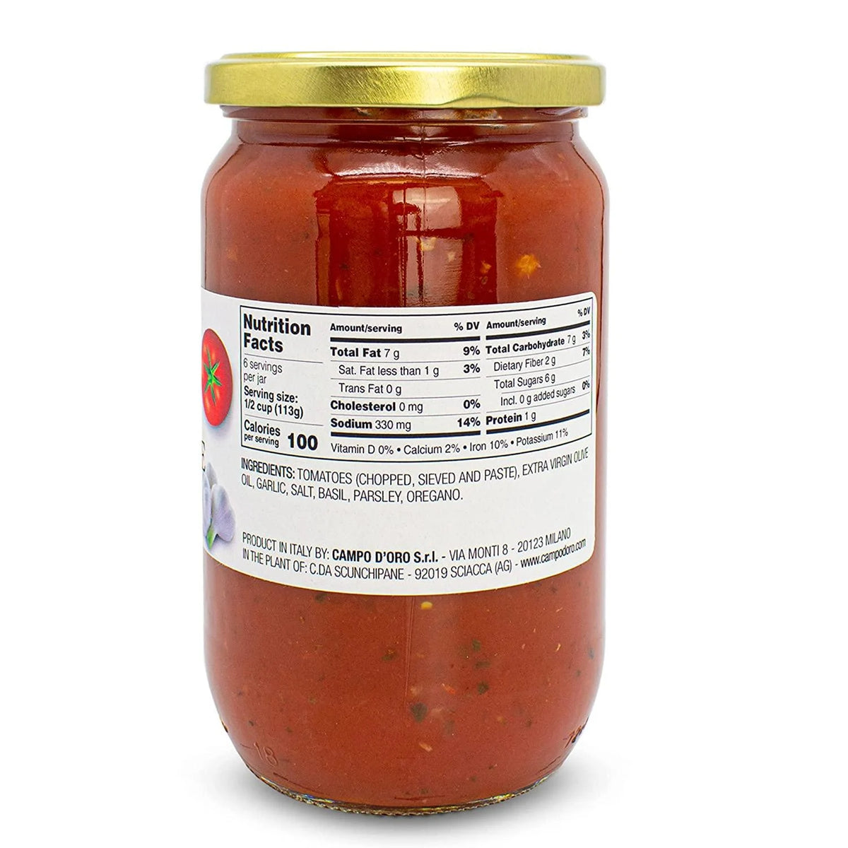 Marinara Tomato Sauce, Italian Garlic & Herb Sauce - By Campo d'Oro