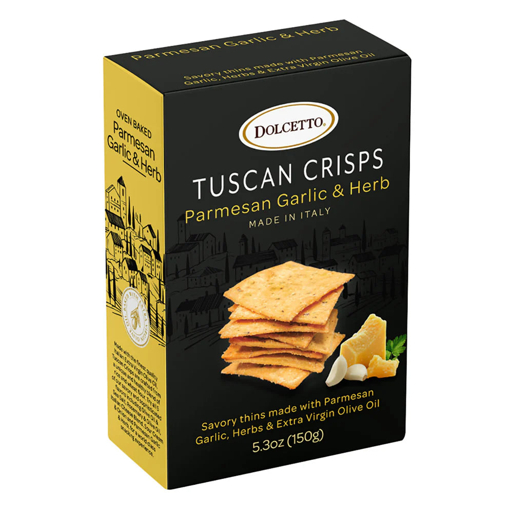 Tuscan Crisps, Italian Crackers, Parmesan Garlic &  Herb - By Dolcetto