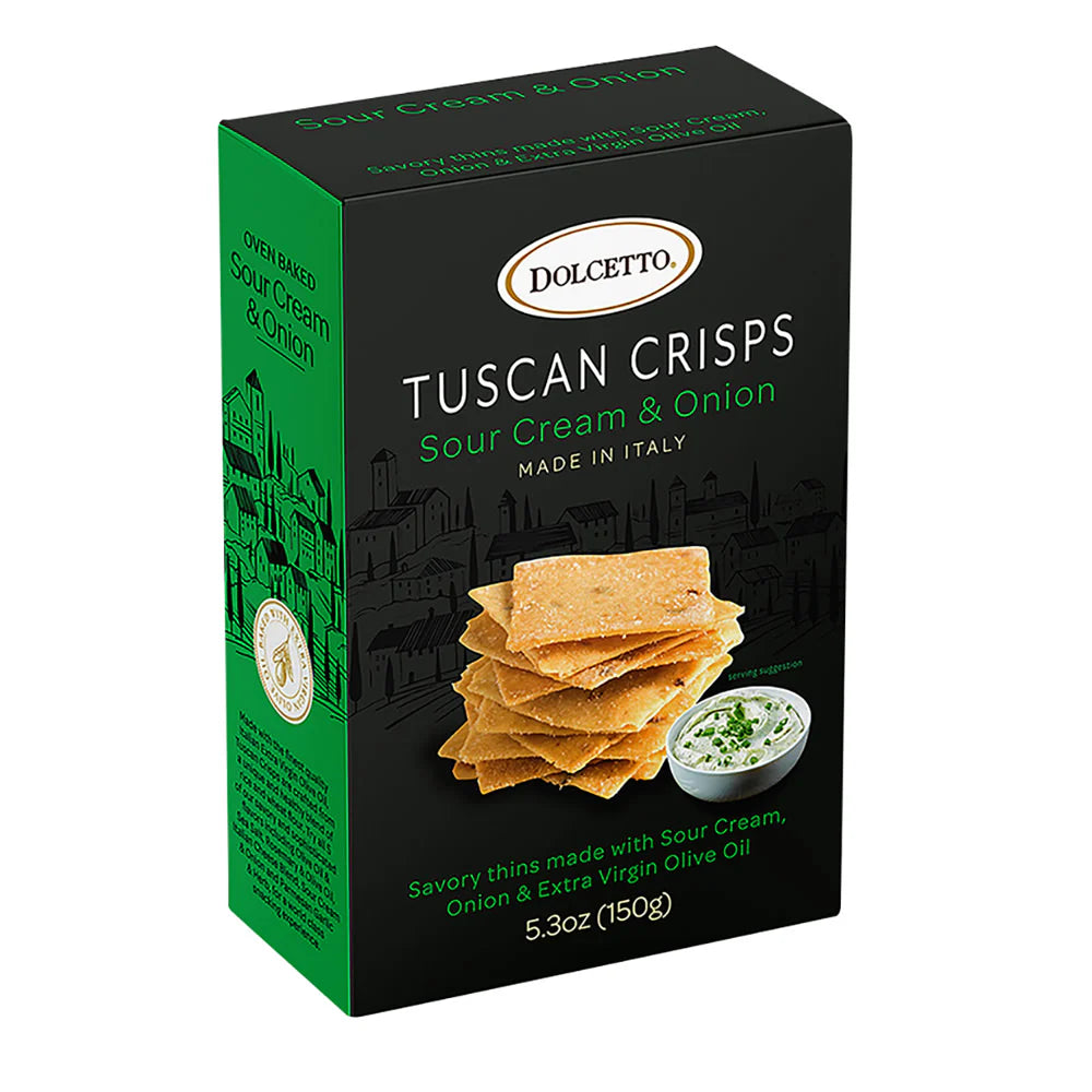 Tuscan Crisps, Italian Crackers, Sour Cream &  Onion - By Dolcetto