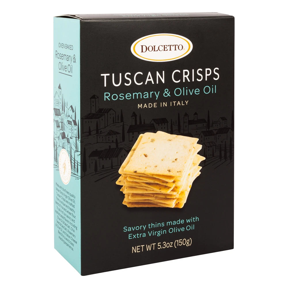 Tuscan Crisps, Italian Crackers, Rosemary &  Olive Oil - By Dolcetto
