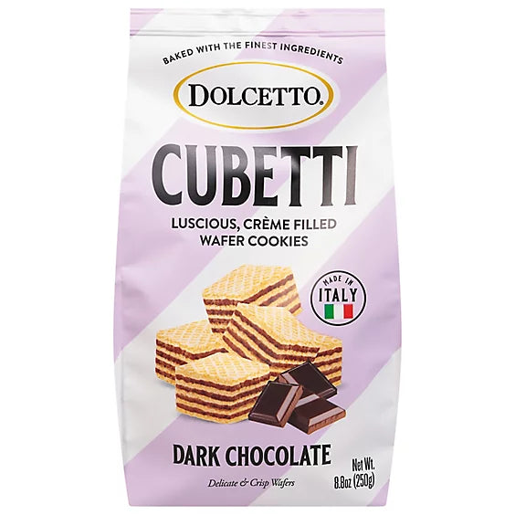 Cubetti Creme Filled Wafer Cookies, Dark Chocolate - By Dolcetto