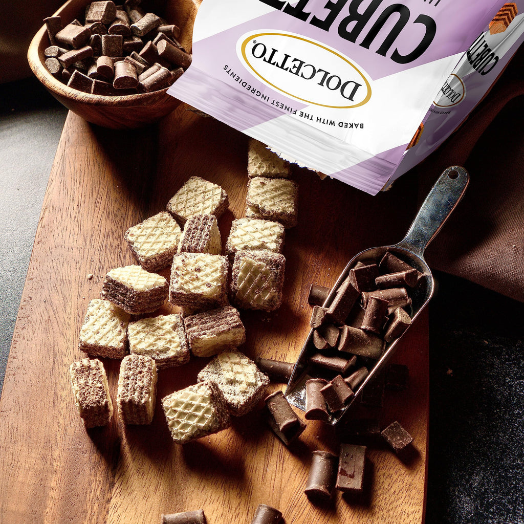 Cubetti Creme Filled Wafer Cookies, Dark Chocolate - By Dolcetto