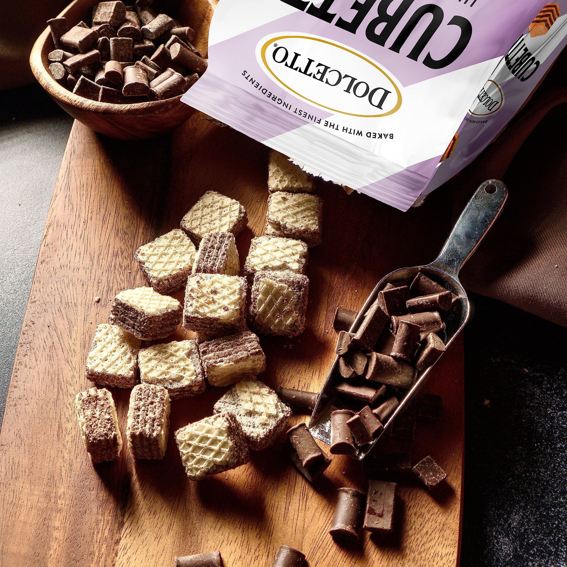Cubetti Creme Filled Wafer Cookies, Dark Chocolate - By Dolcetto
