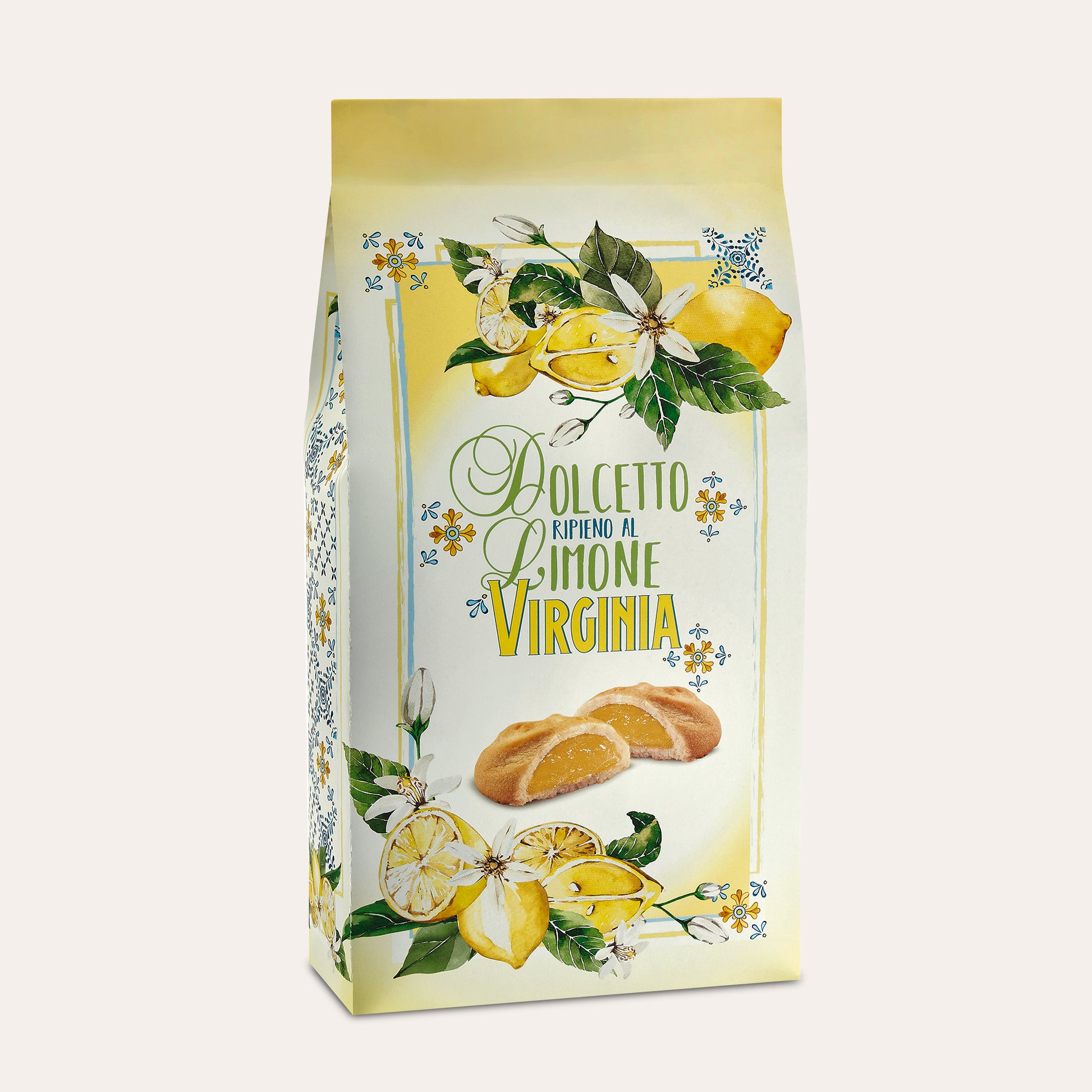 Amaretti Virginia Italian shortbread cookies with lemon fruit filling, 180g box