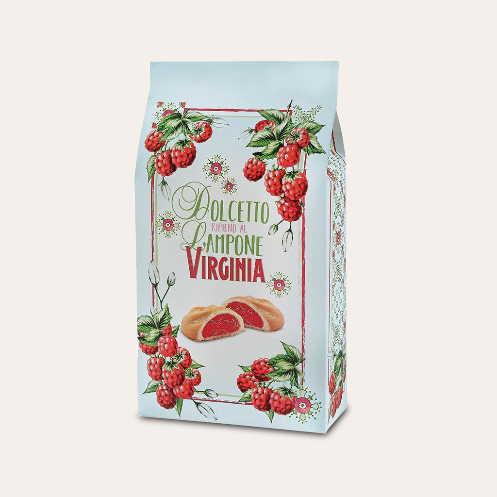 Box of Amaretti Virginia raspberry fruit-filled shortbread cookies, 180g
