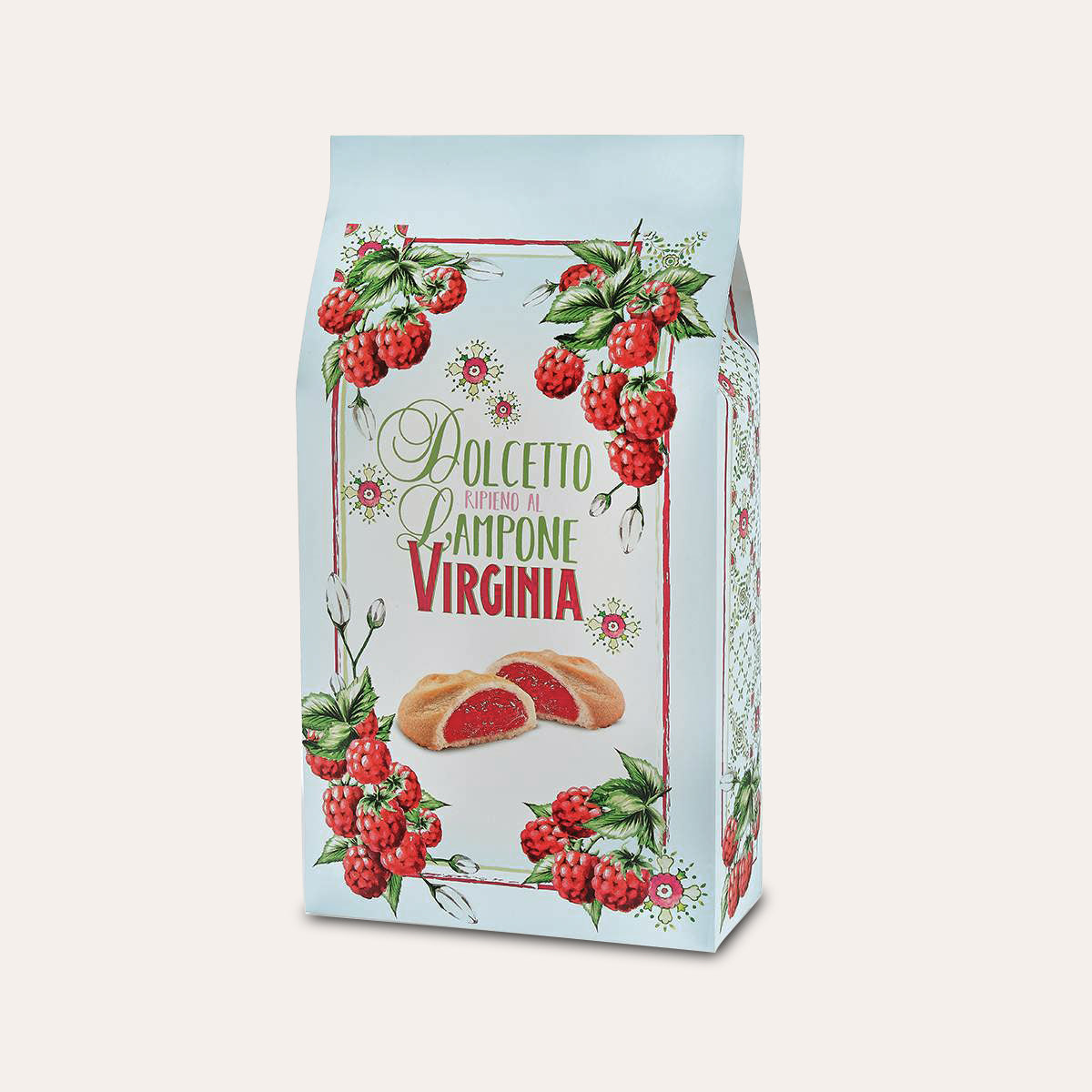 Box of Amaretti Virginia raspberry fruit-filled shortbread cookies, 180g