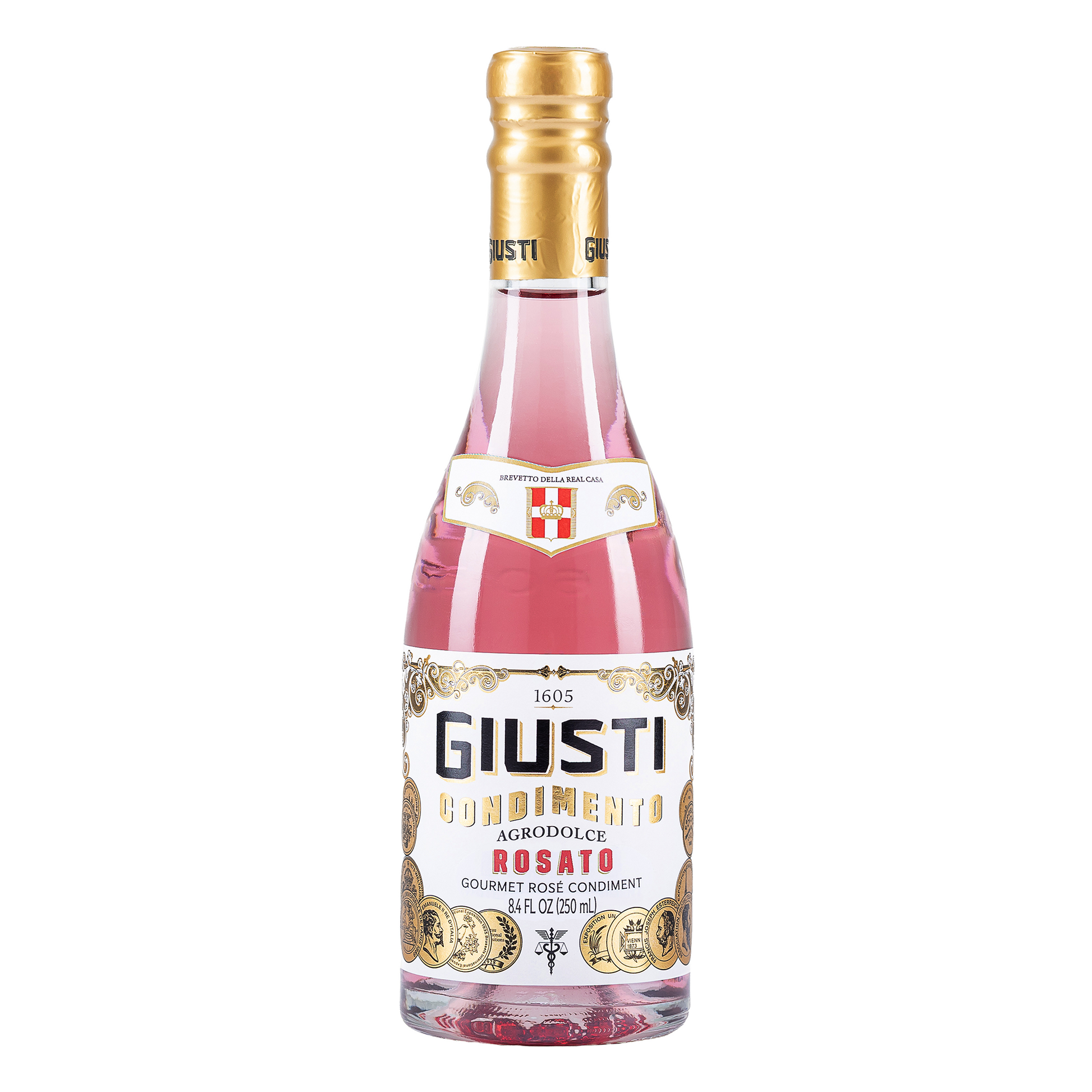 Bottle of Giusti Condimenti Rosato on a white background