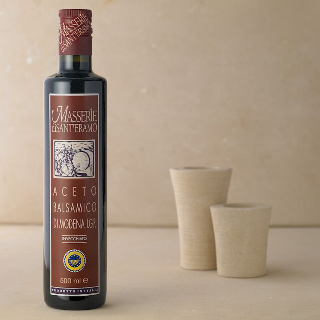 Burgundy Label Balsamic Vinegar adding depth to a gourmet cheese and charcuterie board, Masserie di Santeramo
