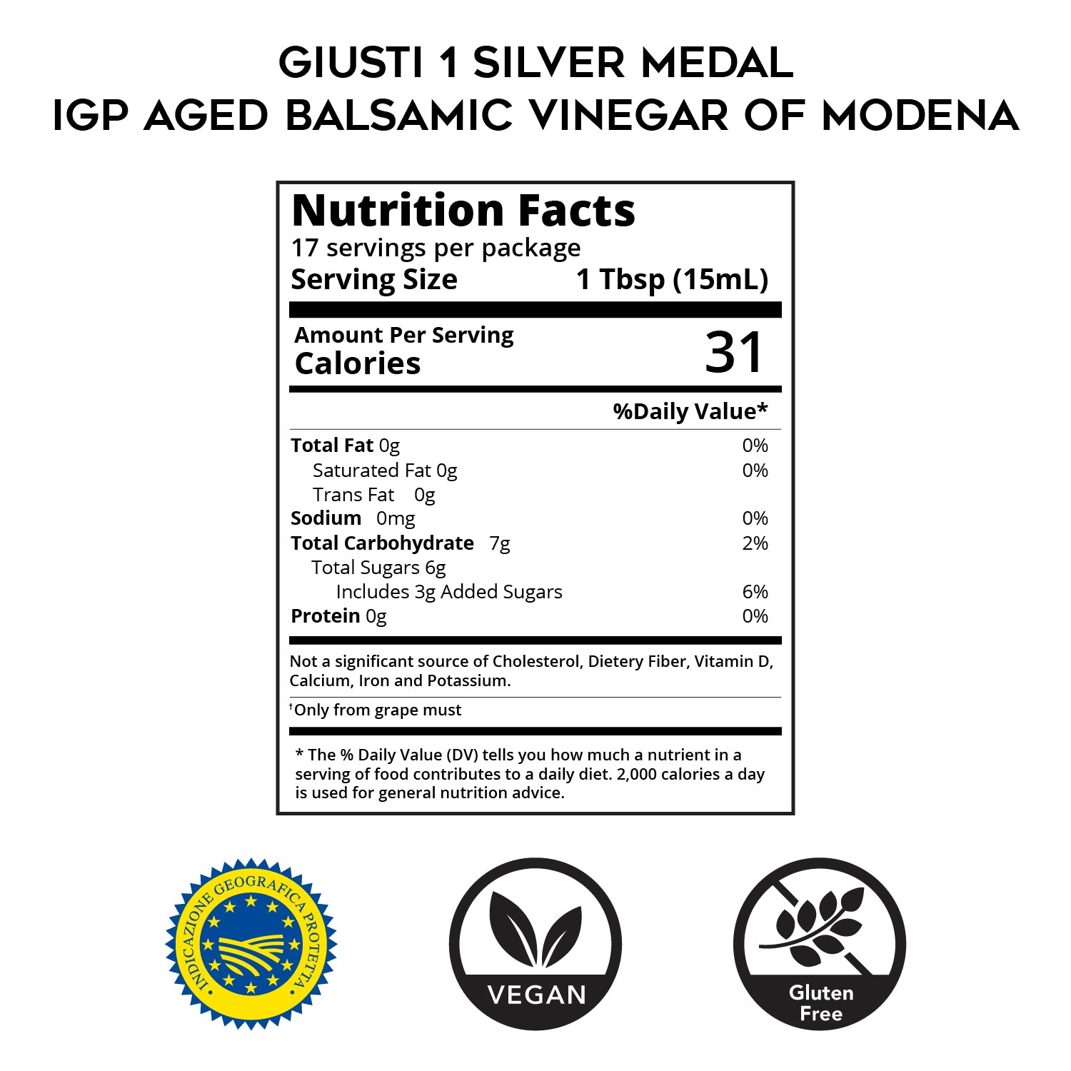 Aged (6yr) Balsamic Vinegar of Modena -IGP -1 Silver Medal- by Giusti