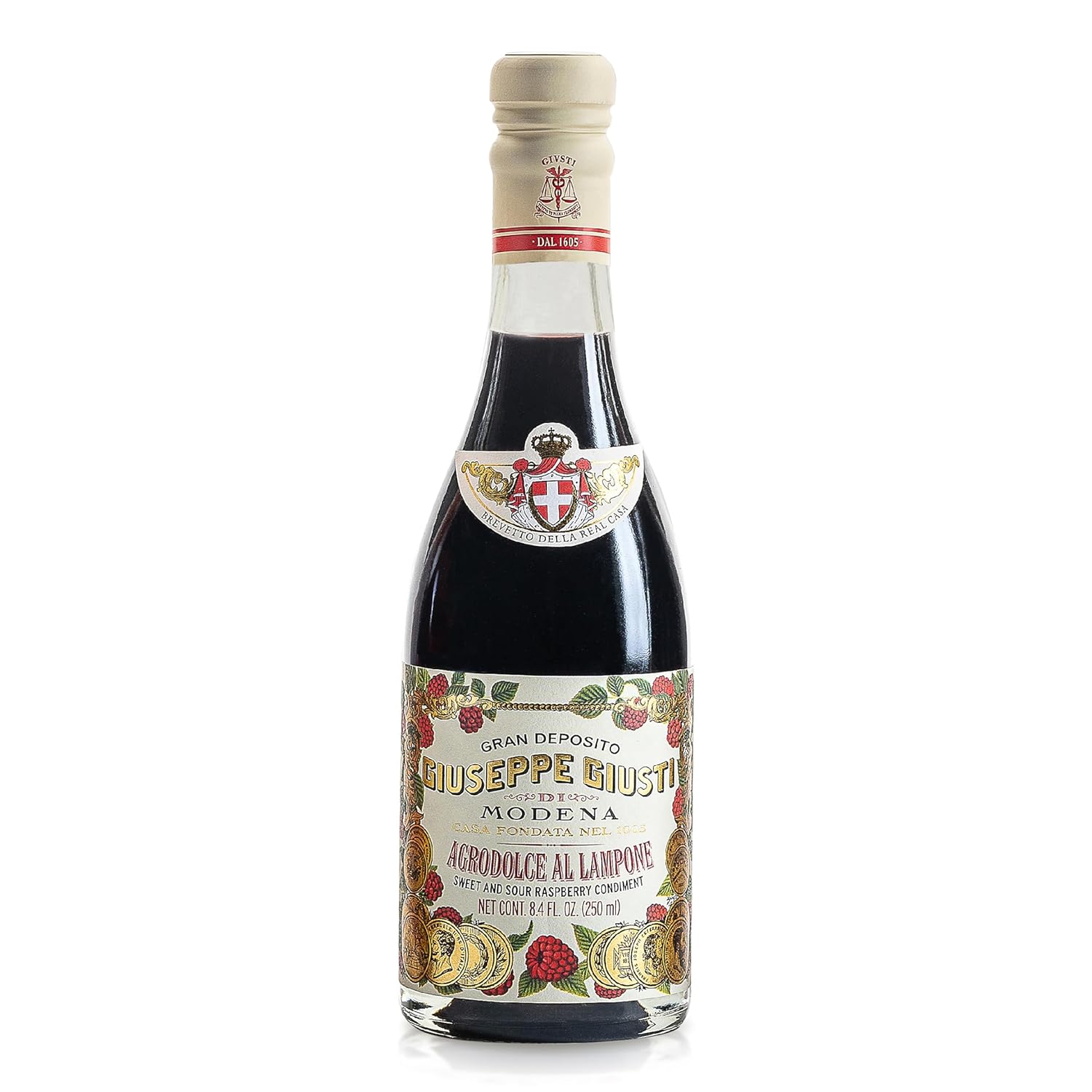 Giusti Raspberry Vinegar Sweet and Sour Gourmet Fruit Condiment from Modena, Italy - by Giusti