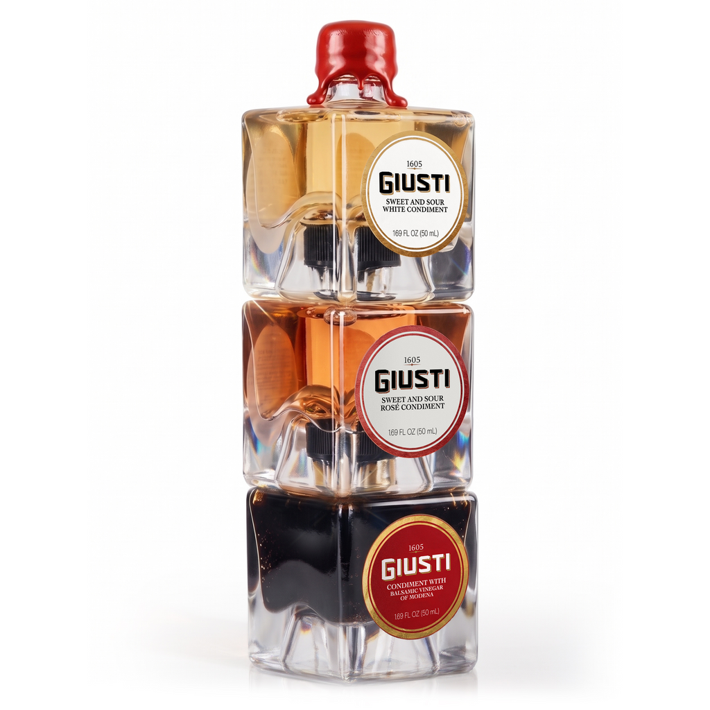 Italian Vinegar Set, Rosé White & Balsamic Condiments - By Giusti