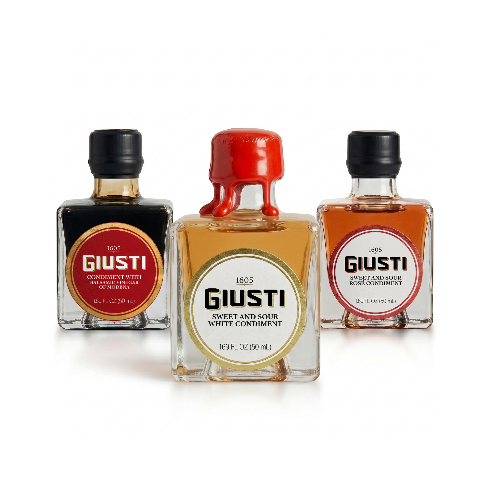 Italian Vinegar Set, Rosé White & Balsamic Condiments - By Giusti