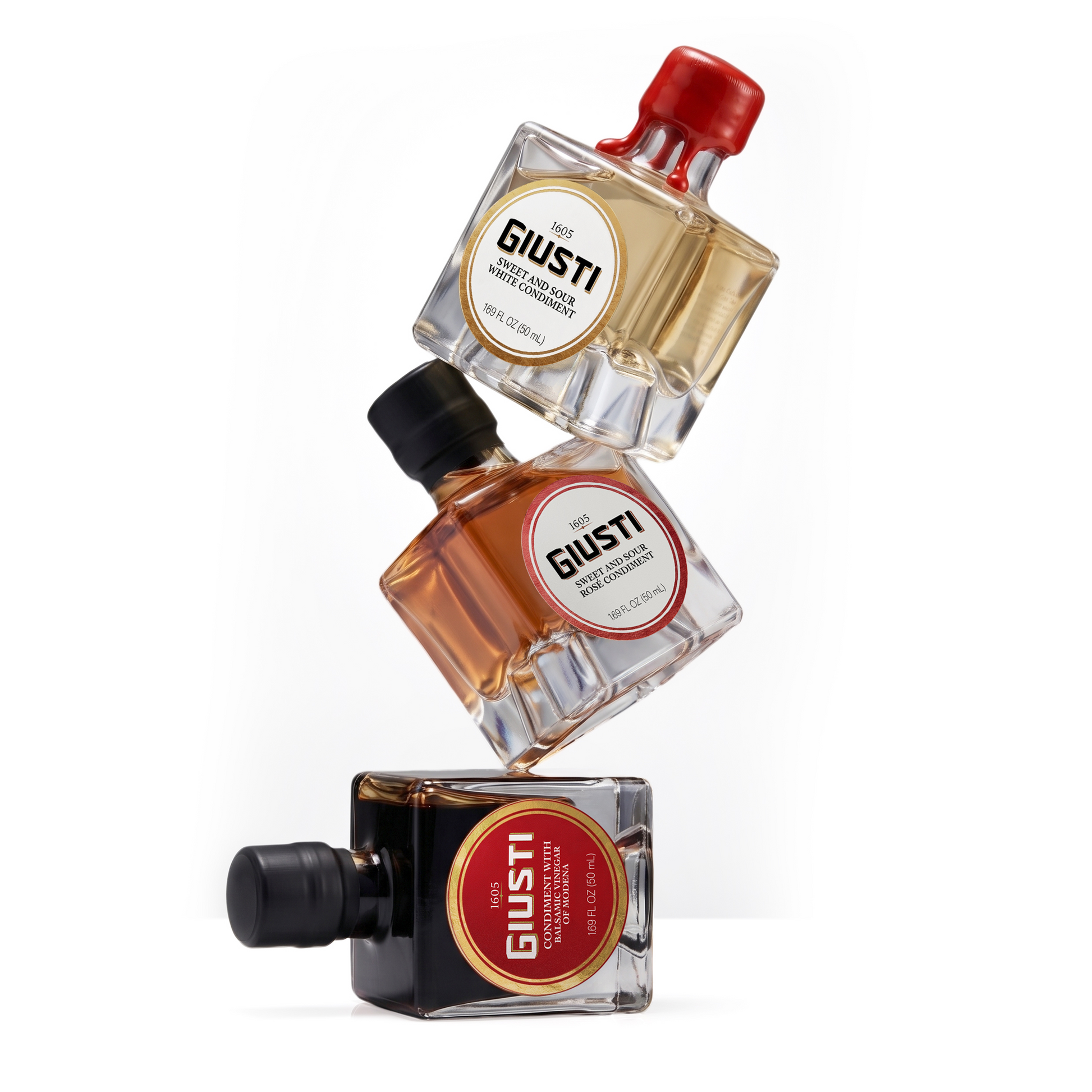 Italian Vinegar Set, Rosé White & Balsamic Condiments - By Giusti