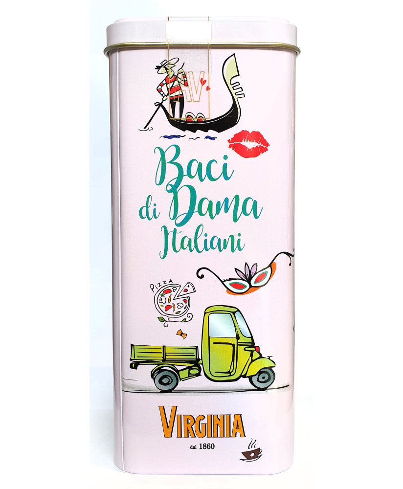 Gourmet IItalian Cookie Tin – Hazelnut Filled , Baci di Dama & Classic Amaretti - By Amaretti Virginia