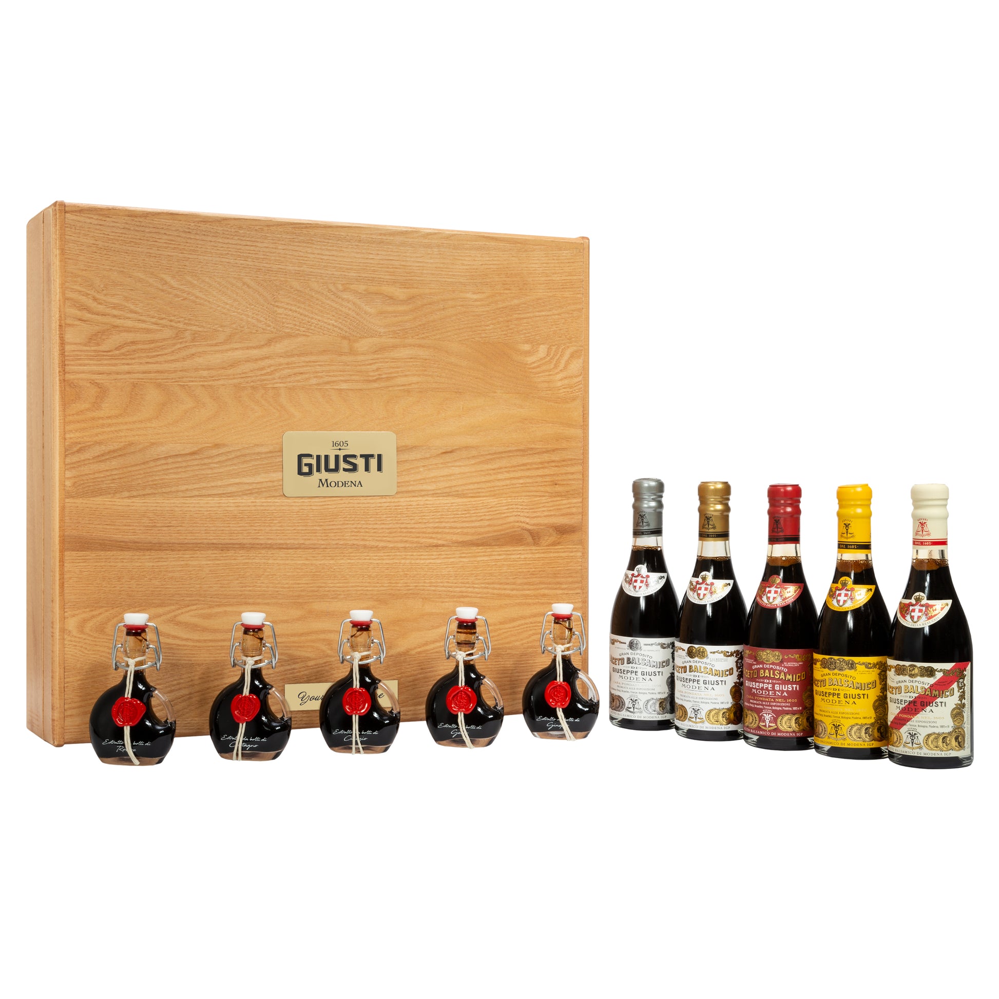 Scrigno Historical Balsamic Vinegar Collection with Wooden Box by Giusti