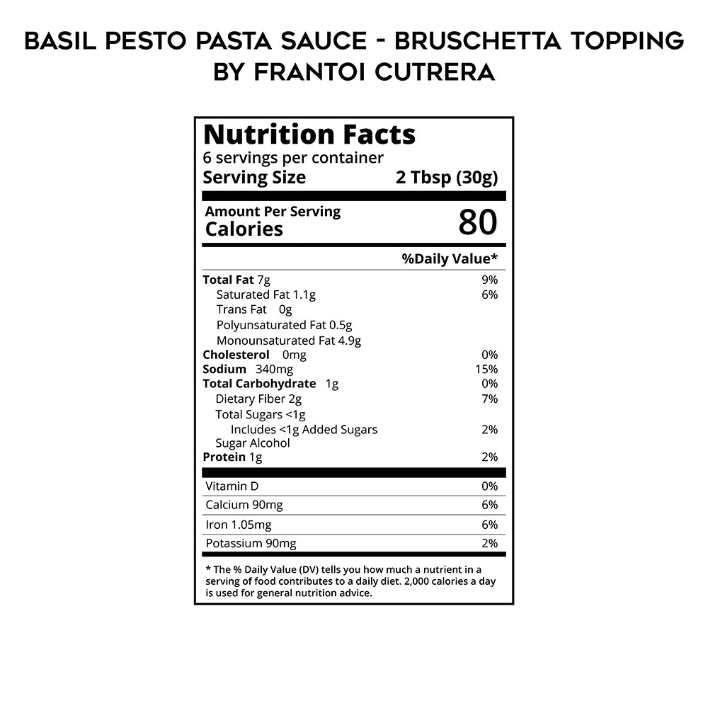 Basil Pesto Pasta Sauce - Bruschetta Topping by Frantoi Cutrera
