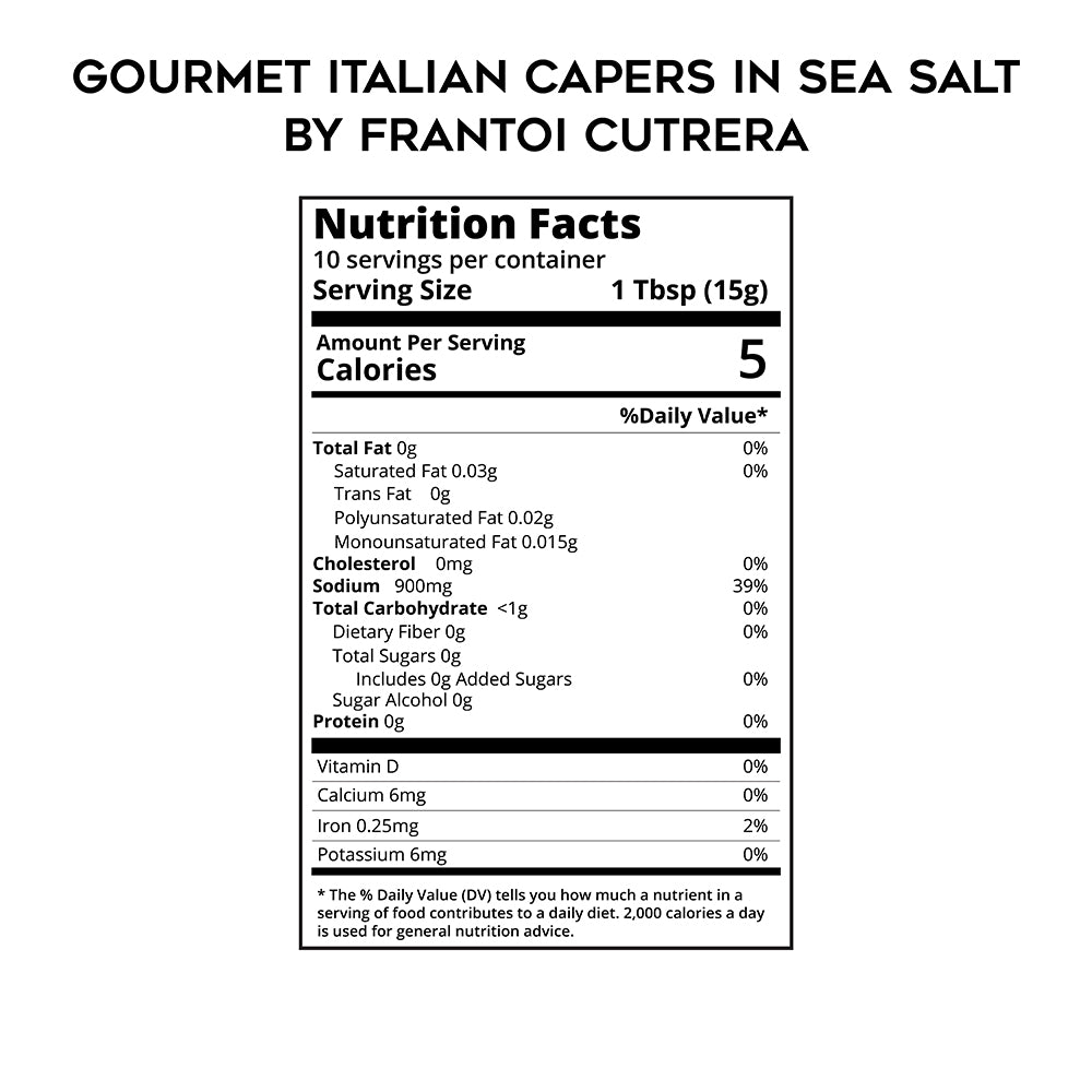 Gourmet Italian Capers in Sea Salt by Frantoi Cutrera