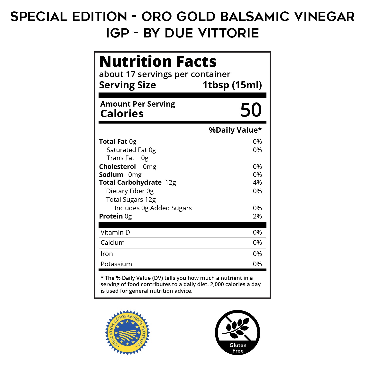Special Edition IGP Oro Gold Balsamic Vinegar - with built-in Pourer - by Due Vittorie