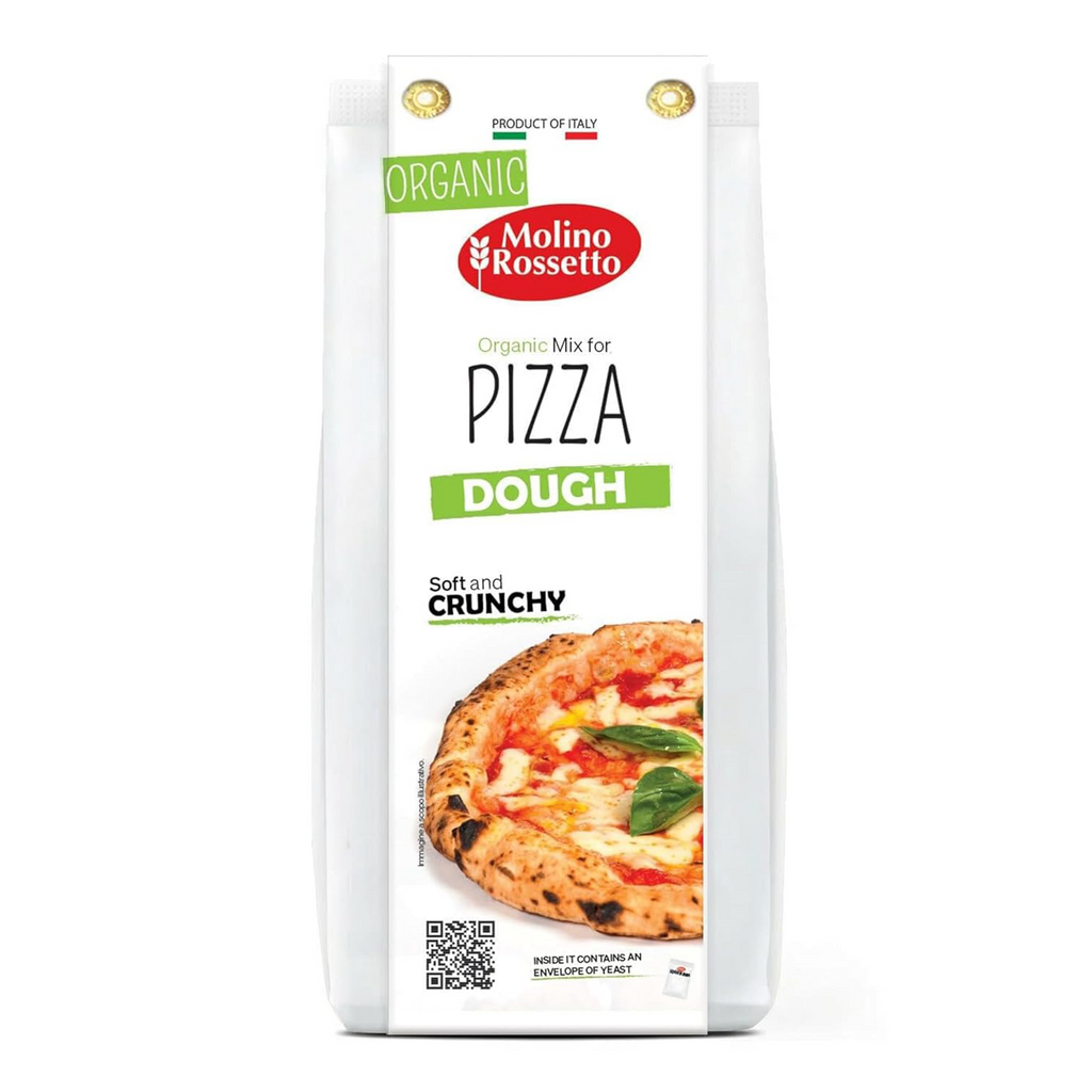 Bag of Molino Rossetto pizza dough mix on a white background