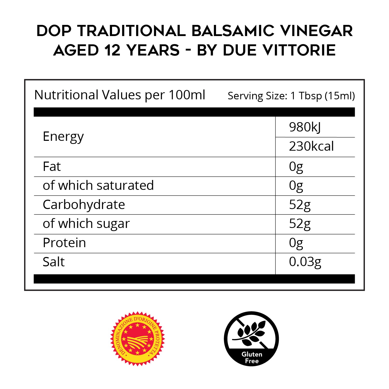DOP Traditional Balsamic Vinegar - Aged 12 Years - by Due Vittorie