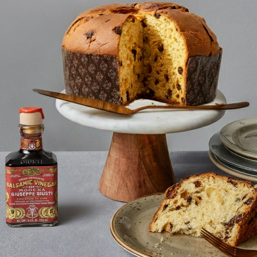 Giuseppe Giusti Traditional Italian panettone cake infused with balsamic vinegar of modena 