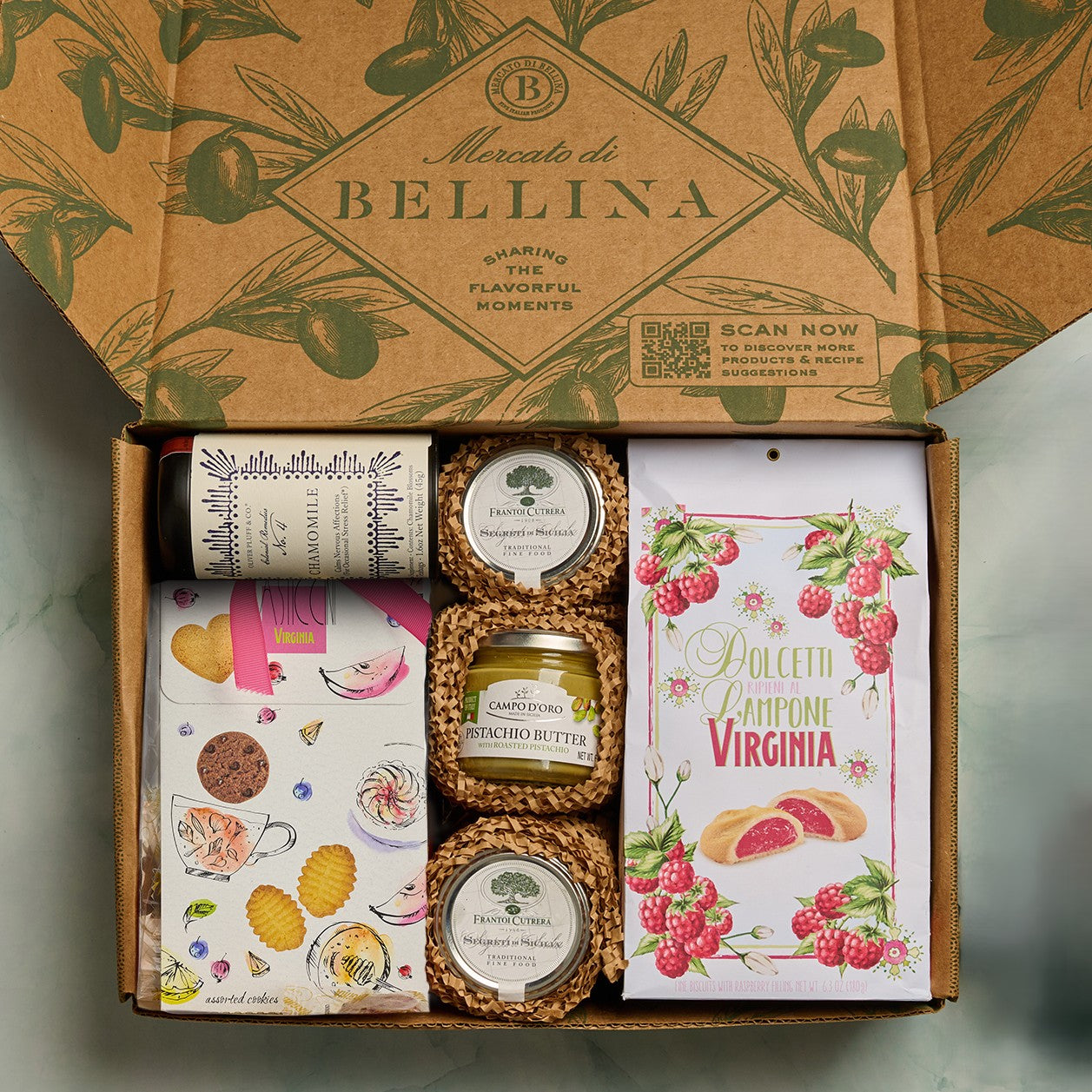 Italian Sweet Gift Basket with Honey, Tea & Cookies – Mercato Di