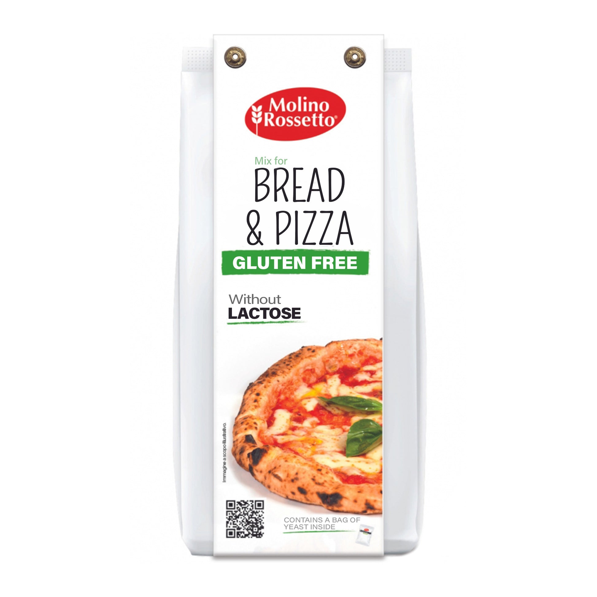 Molino Rossetto gluten free bread and pizza mix 500g front packaging with pizza image