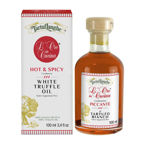 ORO IN CUCINA® HOT &  SPICY - WHITE TRUFFLE OIL 100ml (Tuber magnatum Pico) - TARTUFLANGHE USA