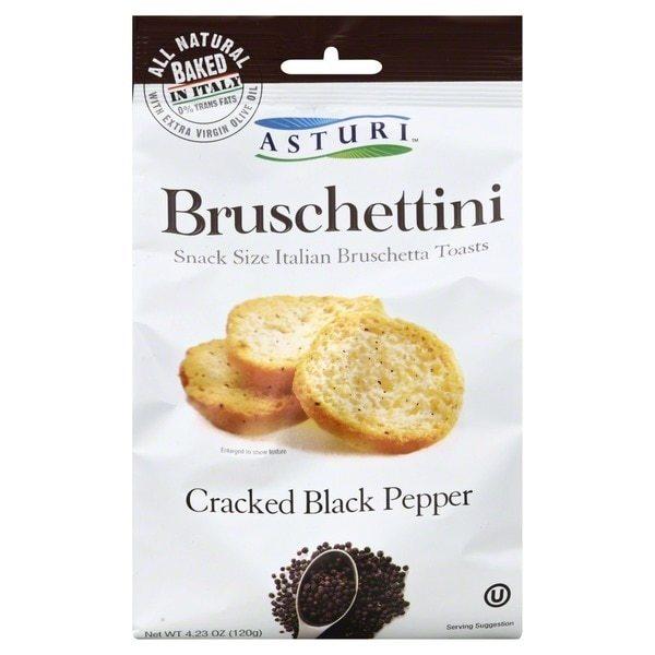 Asturi Cracked Black Pepper Bruschettini - Italian Baked Mini Toasts with Olive Oil