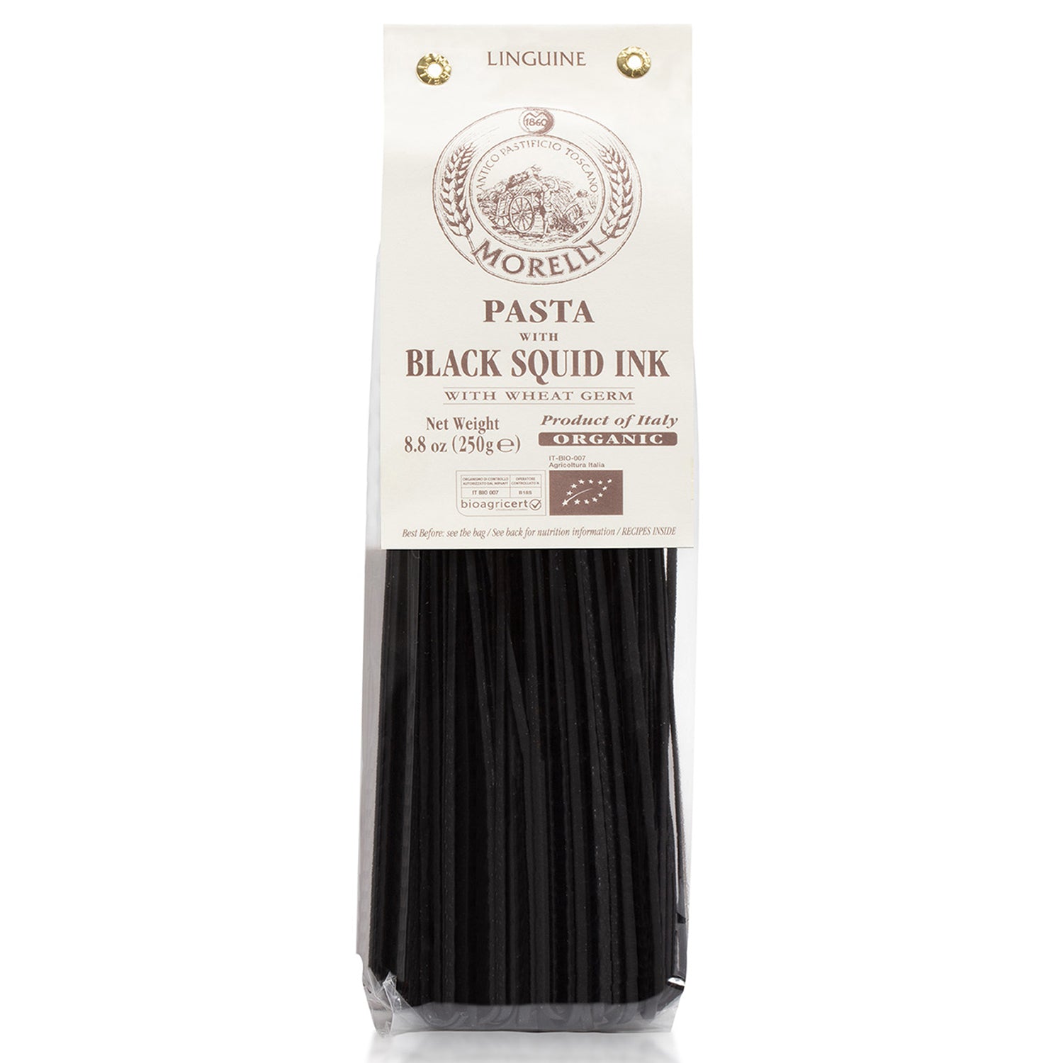 Squid Ink Pasta Linguine - Organic Italian Pasta by Morelli