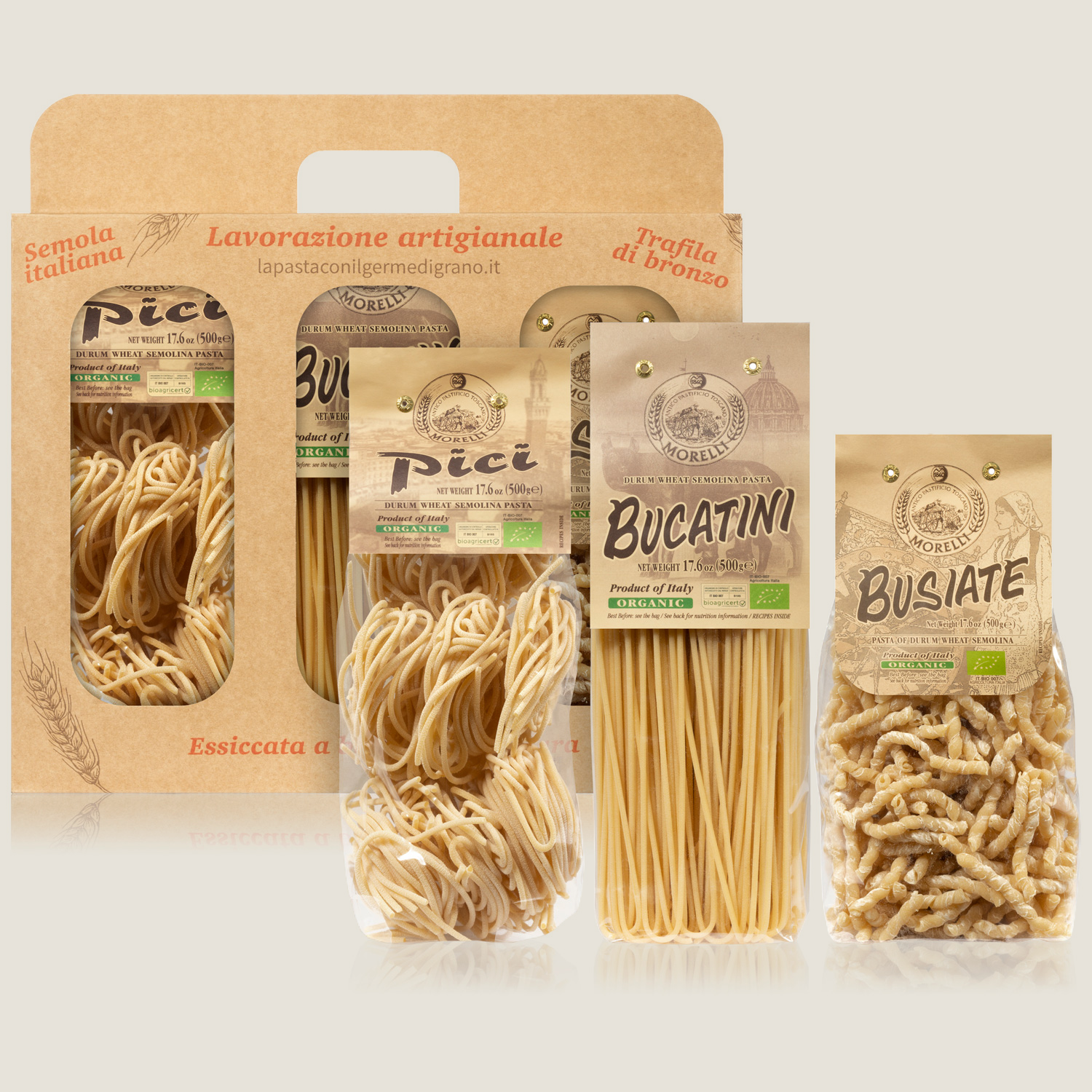 Organic Busiate, Pici, &  Bucatini Pasta set