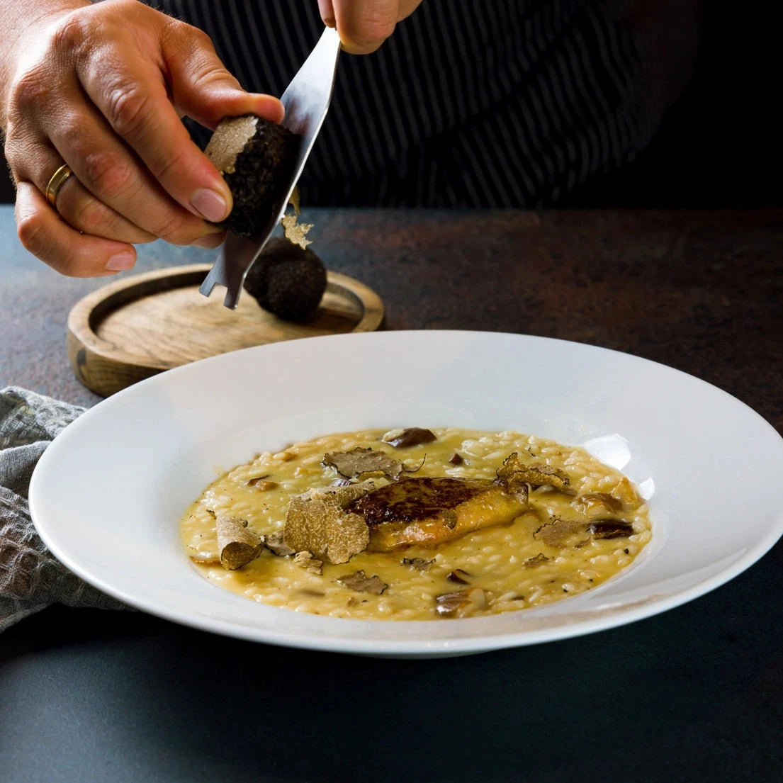 Luxury truffle ingredients mushroom risotto