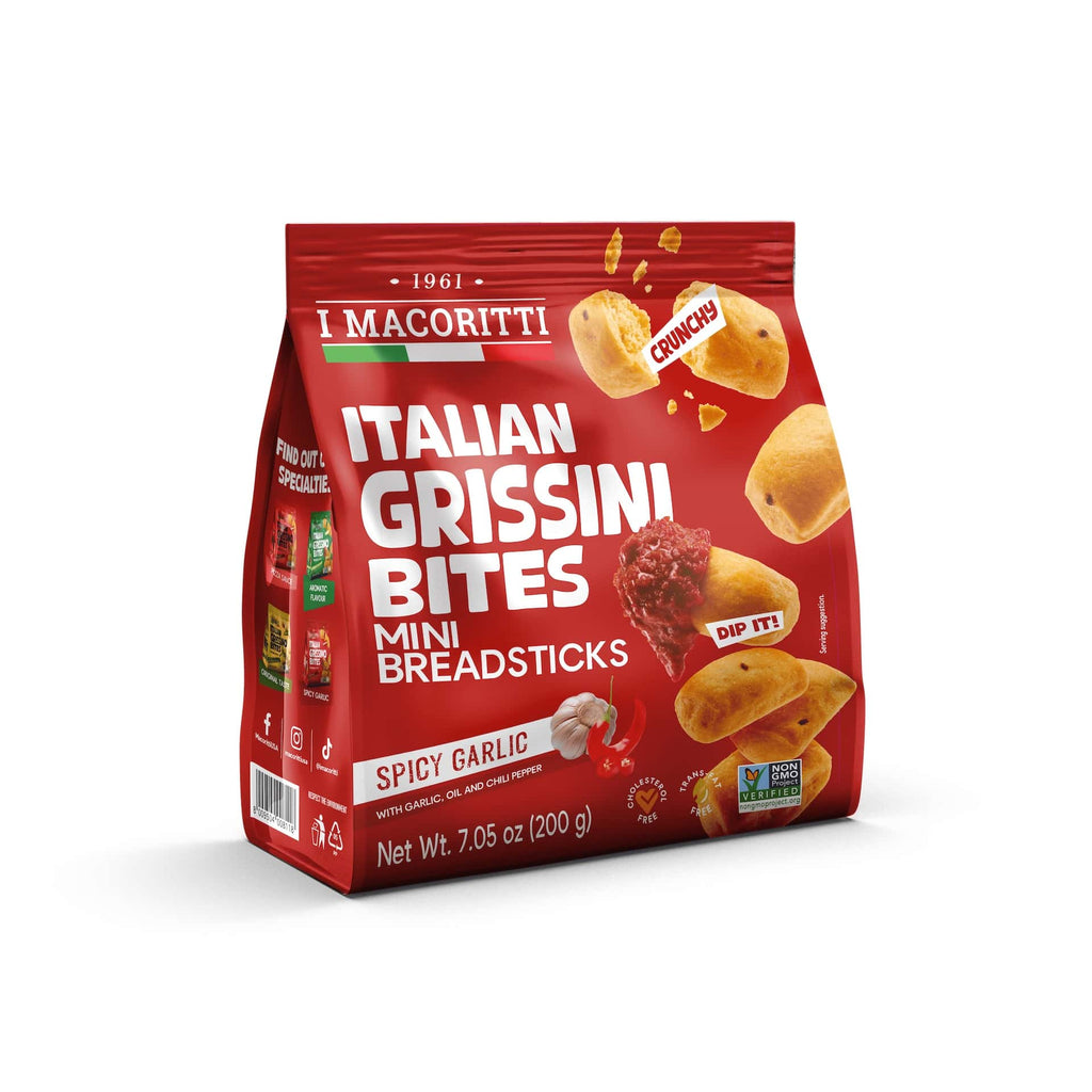 Imacoritti Italian Grissini Bites Spicy Garlic mini breadsticks bag 200g