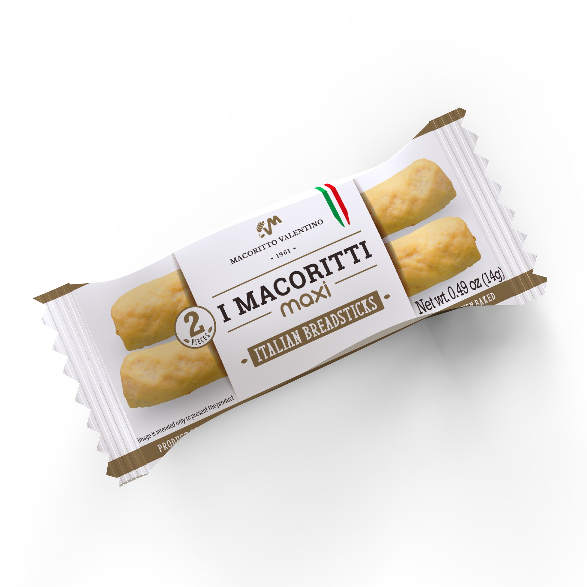 I Macoritti Maxi Italian breadsticks snack pack front 14g