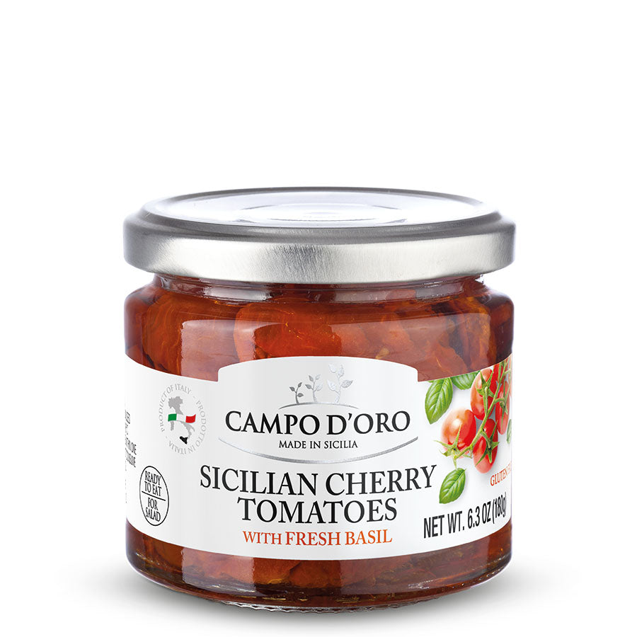 Sicilian Cherry Tomatoes, Fresh Basil & Olive Oil - By Campo d'Oro