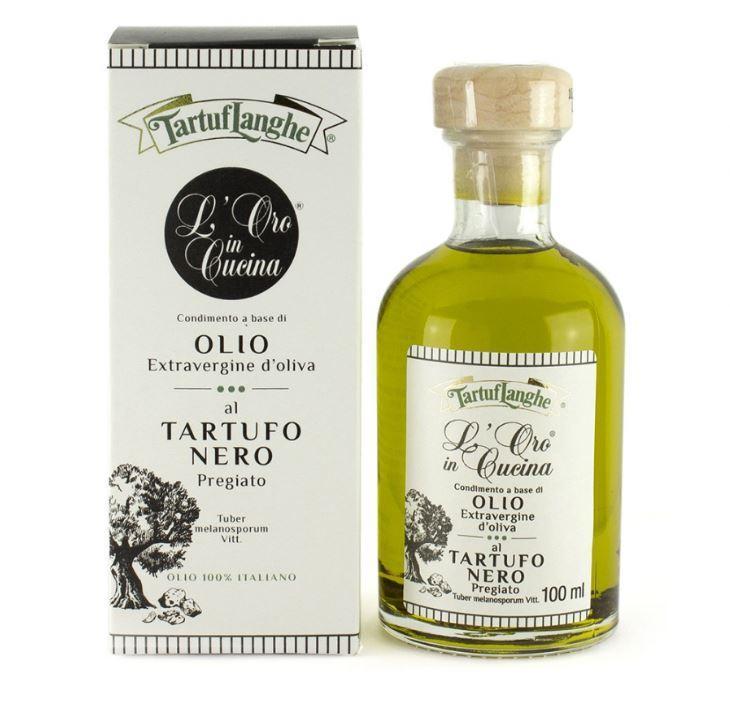 L'ORO IN CUCINA®: Extra virgin olive oil with black truffle slices &  natural flavor  (3.38 fl oz) - TARTUFLANGHE USA